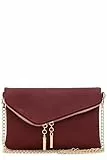 FashionPuzzle Clutch Abendtasche mit Umschlag, Burgunder, Einheitsgröße