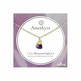 Bixorp Amethyst Edelstein Kette Damen - Rohstein Halskette - Chakra Schmuck aus Edelstahl mit 18K Goldplattierung - 36 cm + 8 cm verstellbar