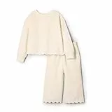 Amazon Essentials x Sofia Grainge Baby Mädchen Set aus Hose und Oberteil aus French Terry, Elfenbein, 0 Monate