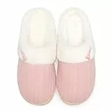 NineCiFun Hausschuhe Damen Winter Wärme Bequem Plüsch Memory Foam rutschfeste Indoor Pantoffeln(EU40/41,Pink)
