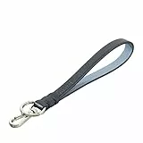 DUDU Schlüsselbund aus Echt Leder mit Metallring und Karabinerhaken, Schlüsselband für Schlüssel, Ausweishülle, Auto, Schlüsselanhänger Navy