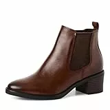 MARCO TOZZI Damen Stiefeletten aus Leder mit Blockabsatz, Braun (Chestnut), 38 EU