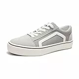 HEVA Damen Klassische Segeltuchschuhe Bequeme Turnschuhe Herren Schnürschuh Trainer Freizeitschuhe(9.5UK 44EU,Niedrig Grau)