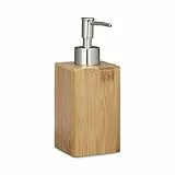 Relaxdays Seifenspender Bambus eckig, manuell, HxBxT: 18 x 6,5 x 8 cm, Lotionspender, natur