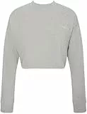 Calvin Klein Damen Langarmshirt Logo Jersey Crop mit Mock Neck, Grau (B10 Grey Heather), S