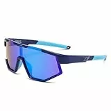 LOJUDI Polarisiert Fahrradbrille Kinder Sonnenbrille - Sportbrille Verspiegelt Mädchen Jungen Schnelle Brille Jugendliche UV Schutz Sonnenbrillen-Blau Gespiegelt