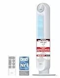 Dreo 20dB Leiser Turmventilator, 10 m Wurfweite 4 Geschwindigstufen 4 Modi 8 Std. Timer 90° oszillierende Ventilator mit Kühlung Fernbedienung für Schlafzimmer, Nomad One, Weiß