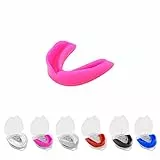 Mundschutz Gum Shield - Professioneller Mundschutz Slim Fit mit Tasche für Kontaktsport, Rugby, Kampfsport, Judo, Karate, Rugby, MMA, Boxen, Hockey, Fußball (Rosa, Erwachsene(+12))
