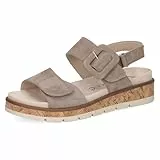 CAPRICE Damen Sandalen flach aus Leder mit Plateau, Braun (Taupe Suede), 39 EU
