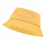Yolev Fischerhut Damen Eimerhut Einfarbig Sonnenblende Bucket Hat mit UV Schutz Sonnen Hut Gelb Faltbar Sommer Outdoor Sporthut Anglerhut Herren