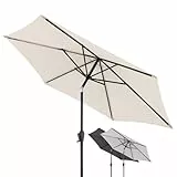 Doppler Sonnenschirm für den Garten Jack 250cm in Natur - Runder Sonnenschirm für Balkon & Terrasse - Schirm knickbar - Balkonsonnenschirm - Kurbelschirm - Gartenschirm mit Kurbelfunktion