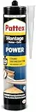 Pattex Montagekleber Power, Baukleber mit starker Anfangshaftung, Kraftkleber für saugende Materialien, Kleber für innen & außen, 1 x 370g