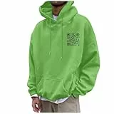 Unisex Herbst und Winter einfarbiger Kapuzenpullover mit QR-Code-Aufdruck, Langen Ärmeln und Taschen Man Hoodies (Green, M)