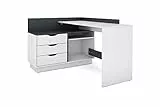 byLIVING Winkelschreibtisch BELFAST, weiß/anthrazit, links oder rechts montierbar, Holzwerkstoff Spanplatte, B 129, H 83,5, T 105 cm