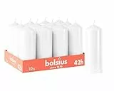 Bolsius Glatte Stumpenkerzen - Weiß - 12 Stück - 15 x 6 cm - Dekorative Haushaltkerzen - Brenndauer 42 Stunden - Unparfümierte - Enthält Natürliches Pflanzenwachs - Ohne Palmöl