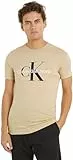 Calvin Klein Jeans Herren T-Shirt Kurzarm Rundhalsausschnitt, Beige (Pale Khaki), XL