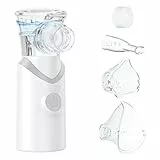 Inhalationsgerät,Larair Inhaliergeräte für Erwachsene & Kinder,Leiser Vernebler,Wiederaufladbarer und Tragbarer Inhalator,Inhalator mit Selbstreinigungsfunktion & Einstellbarem Sprühvolumen,Weißgrau.