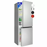 Bomann® Kühlschrank mit Gefrierfach | Energieklasse E | 143cm | Kühl Gefrierkombination leise 39 dB | 3 Ablagen & 3 Schubladen | Türanschlag wechselbar | 175L Kühlgefrierkombi | KG 320.2 inox