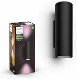 Philips Hue Appear Colour Smart Outdoor LED Wandleuchte (1.180 lm), dimmbare Außenleuchte für das Hue Lichtsystem mit 16 Mio. Farben, smarte Lichtsteuerung über Sprache oder App, schwarz, 1er Pack