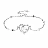 J.MUEN Mutter Tochter Armband 925 Sterling Silber Herz Anhänger Armband Schmuck Geschenke für Mama