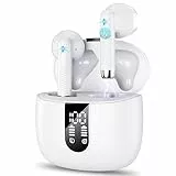 Kopfhörer, Kabellos Bluetooth 5.3 In Ear mit CVC8.0 Mikrofon, 40H Kabellose Noise Cancelling Earbuds mit 14.2mm Stereo, 2023 Neue Wireless Kopfhörer IP7 Wasserdicht Weiß