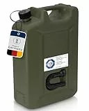 hünersdorff 802010 Kraftstoff-Kanister Profi 20L für Benzin, Diesel und andere Gefahrgüter, UN-Zulassung, Made in Germany, TÜV-geprüfte Produktion, oliv