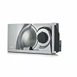 GRAEF. MYtiny MT1000 - Klappbarer Allesschneider, Made in Germany, Vollmetall, Wellenschliffmesser 170 mm, Schnittstärke 0-15 mm, Energiesparmotor 170 W, Brotschneidemaschine klappbar, Kompakt, Silber
