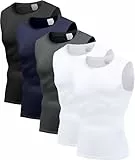 Holure Herren 5er Pack Kompressionsshirt Tank Top Quick Dry Ärmelloses Muskel Shirt Funktionsshirt Schwarz/Marineblau/Grau/Weiß/Weiß 3P06-M