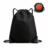 TRKETK Turnbeutel mit Kordelzug, Großer Sportrucksack Schnur Schwimmtrainer Tasche Wasserdichter Turnbeutel PE Beutel für Damen und Herren Kordelzug Kratzfeste Tasche für Reisen Strand Schule(Schwarz)