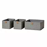 LOVE IT STORE IT - Premium - 3er Set Aufbewahrungsbox Stoff - Schubladen Organizer & Schrank Organizer aus Leinen für Kleiderschrank, Wickelkommode - Grau - 15x30x15 cm & 30x30x15 cm