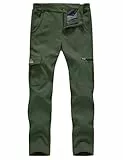 donhobo Damen Wanderhose Outdoorhose Wasserdicht Softshellhose Winddicht Winter Warm Gefüttert Trekkinghose Elastisch Verdickte Sport Freizeithose Grün M
