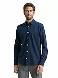 TOM TAILOR Herren Slim Fit Hemd mit Struktur 1023881, 10302 - Dark Blue, L