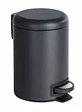 WENKO Treteimer Mod. Leman 3 Liter mit herausnehmbarem Einsatz aus lackiertem Stahl ideal für Badezimmer oder Küche 17 x 25 x 22,5 cm Schwarz matt