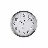 Versa Enkel, dekorative, geräuschlose Wanduhr für Küche, Wohnzimmer, Esszimmer oder Schlafzimmer, moderner Stil, Maße (H x L x B) 20 x 4,1 x 20 cm, Aluminium, Weiß und Silber