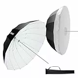 NEEWER 165cm Parabolischer Reflexschirm Studioschirm Fotografie, Regenschirm mit weißer Innenseite, weiche Beleuchtung mit Diffusor Abdeckung, Tasche, schnell zusammenklappbar für Kamera Video, NS3U