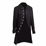 BLESSUME Vintage Retro Mantel Herren Kostüm Jacke Lange Ärmel (Schwarz 1, M)