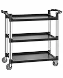 VEVOR Mehrzweckwagen, 226 kg Tragkraft, 3-stufiger Universalwagen aus Kunststoff mit 360° Schwenkrädern (2 mit Bremse), 106x49x98 cm großer Servierwagen für Lager, Büro, Zuhause, Restaurant, Küche