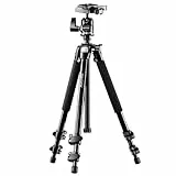 Mantona Basic Scout Max Fotostativ, Kamerastativ bis 160cm große Arbeitshöhe, Kugelkopf, umkehrbare Mittelsäule, ideal für Reisen und Outdoor Fotografie für DSLR Kamera, kompakt leichtes Kamera Stativ