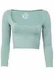 Leif Nelson Sport BH Damen Crop Top Bauchfrei Seamless ärmellos Fitness T-Shirt Mädchen Sport Shirt Yoga Kurzarmshirts LN-8425 Grün XS/S