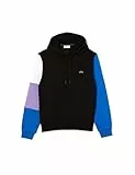 Lacoste Herren Sh9620 Kapuzenpullover, Schwarz/Marina-Neffa-Weiß, L