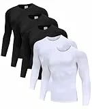 5er Pack Herren Kompression Tops Langarm Herren Running Tops Schnell trocknend unten Tops für Gym Workouts Schwarz/Schwarz/Schwarz/Weiß/Weiß/-S