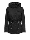 ONLY Damen Übergangs-Jacke ONLLorca Canvas Parka mit Kapuze 15216452, Schwarz,XXL