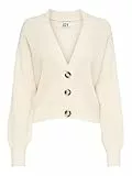 JDY Damen Strickjacke JDYJusty gestrickte Damenjacke Cardigan mit Knopfleiste 15200418 Eggnog S