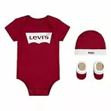 Levi's Kids Classic batwing infant hat bodysuit bootie set 3pc Baby Jungen Pastel Turquoise 6-12 monate