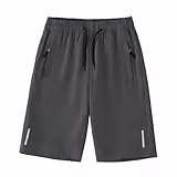 XINYUNZU Shorts Jungen Sommer Sportshorts Schnelltrocknend Kurze Hose Trainingshose Kurz Sommershorts Boys Sport Freizeitshorts Outdoor Kurze Hosen für Kinder und Teenager Dunkelgrau 9-10 Jahre