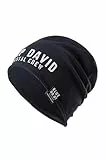 Camp David Herren Beanie aus Jersey mit Logo Print Blue Navy