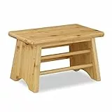 Relaxdays Fußbank, Bambus, bis 100 kg, Stabiler Tritthocker, Kinderhocker Bad, Hocker, HxBxT: 20 x 33 x 21,5 cm, Natur