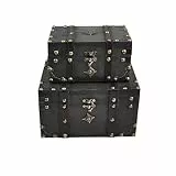 Trendy Boy Vintage Schatztruhe mit Schloss – Handgefertigte Holz-Dekokiste, Perfekte Aufbewahrungsbox für Zuhause, Schmuck, Andenken und Geschenke (301-Combo2)