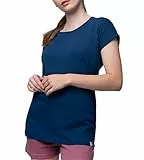 greenjama Damen T-Shirt aus Derby-Rib, GOTS-Zertifiziert Pyjamaoberteil, Ultramarine, 44