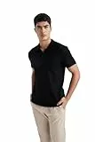 DeFacto Herren Basic Poloshirt - Klassisches T-Shirt für Männer Black L